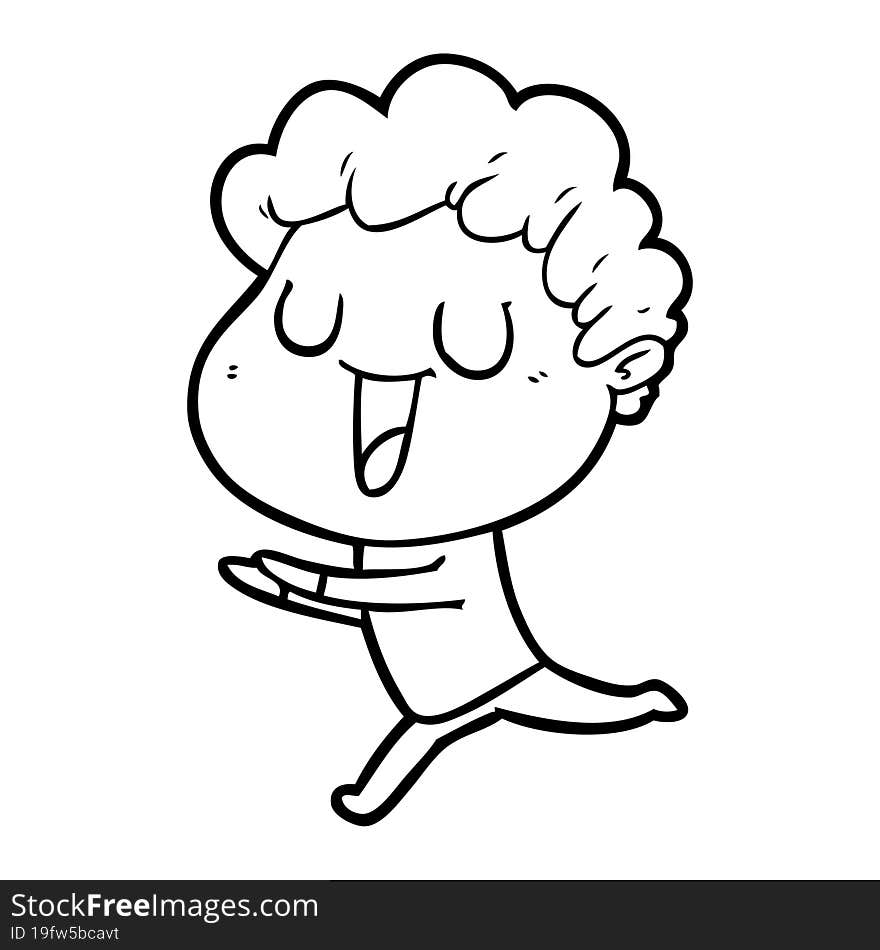 laughing cartoon man running. laughing cartoon man running