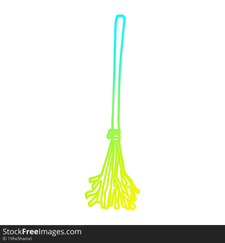 cold gradient line drawing cartoon magic broom