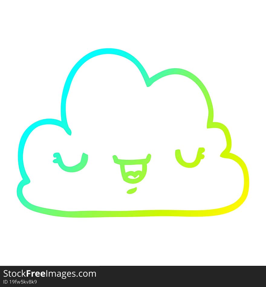 Cold Gradient Line Drawing Cute Cartoon Cloud