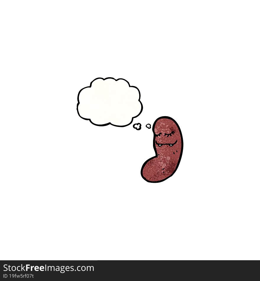 cartoon kidney with thought bubble