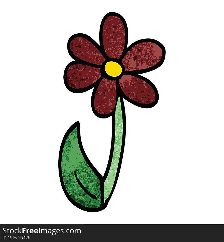 cartoon doodle single flower