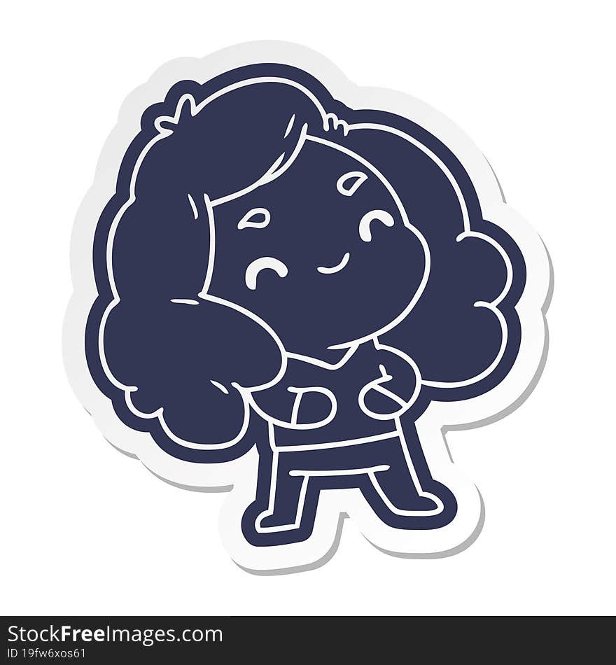 Cartoon Sticker Of A Cute Kawaii Girl