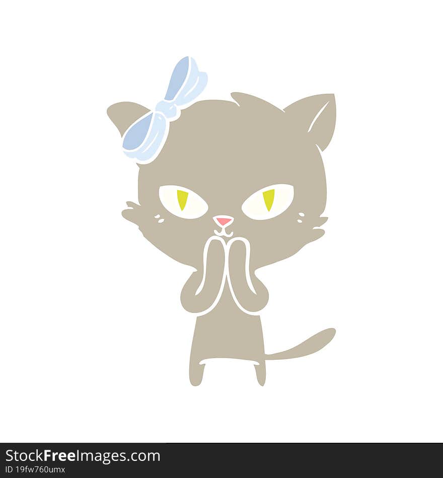 cute flat color style cartoon cat