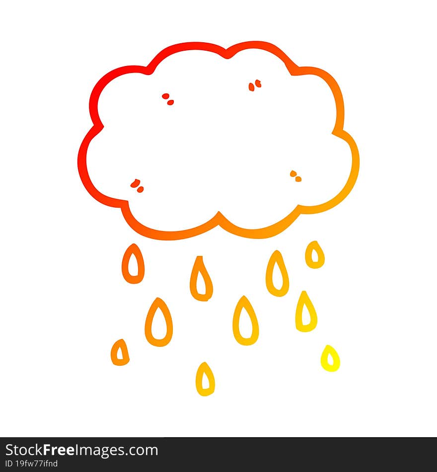 Warm Gradient Line Drawing Cartoon Cloud Raining