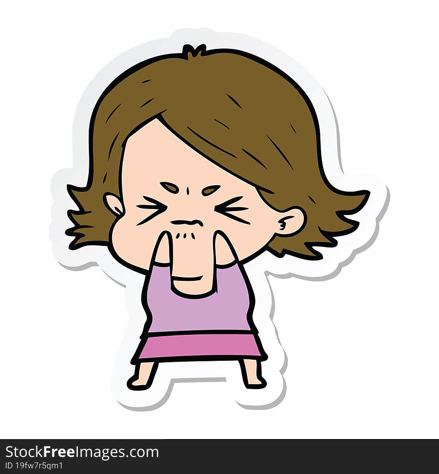 sticker of a cartoon angry woman