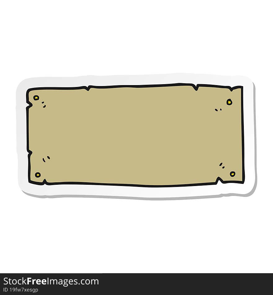 sticker of a cartoon blank sign