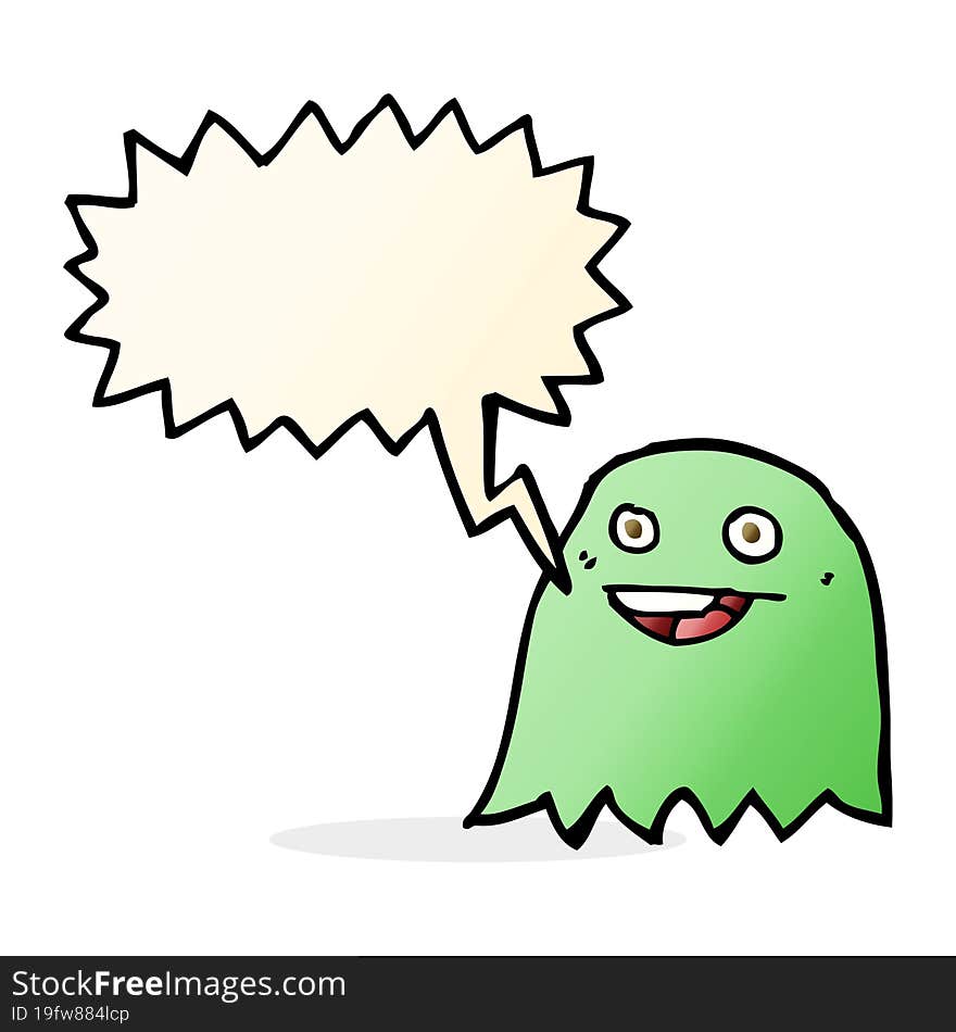 cartoon ghost with speech bubble