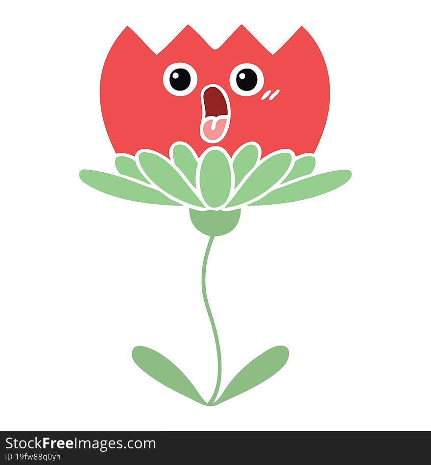 Flat Color Retro Cartoon Flower