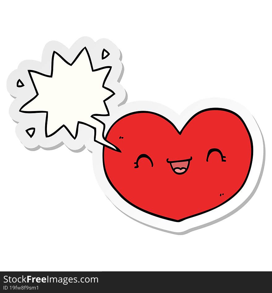 cartoon love heart and speech bubble sticker