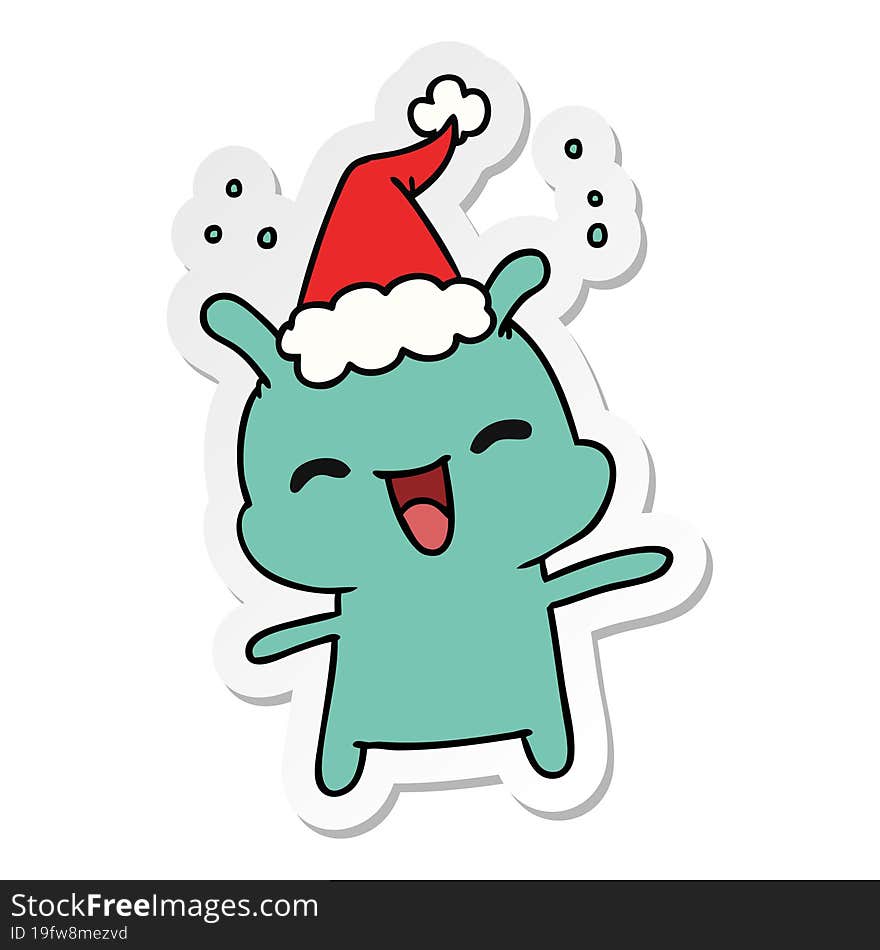 Christmas Sticker Cartoon Of Kawaii Alien