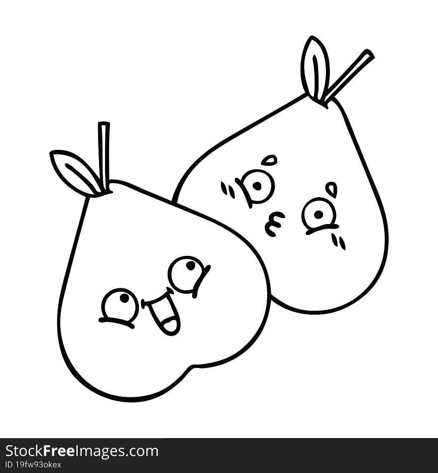 Line Drawing Cartoon Pears