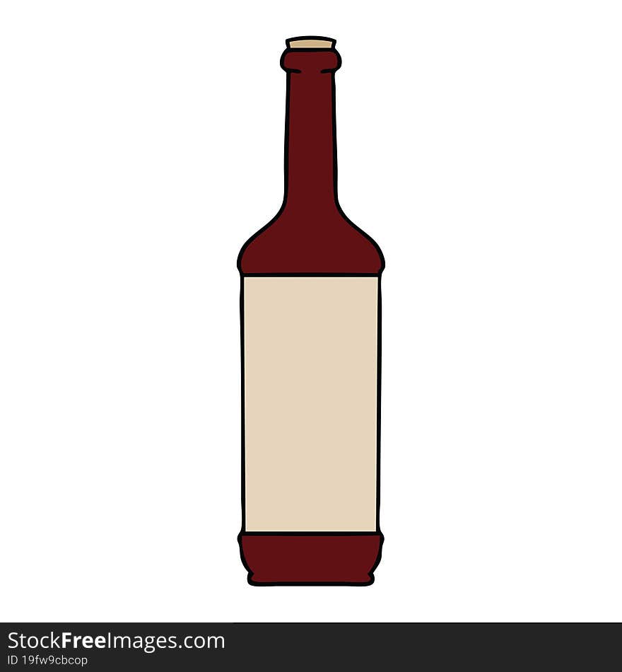 quirky hand drawn cartoon wine bottle