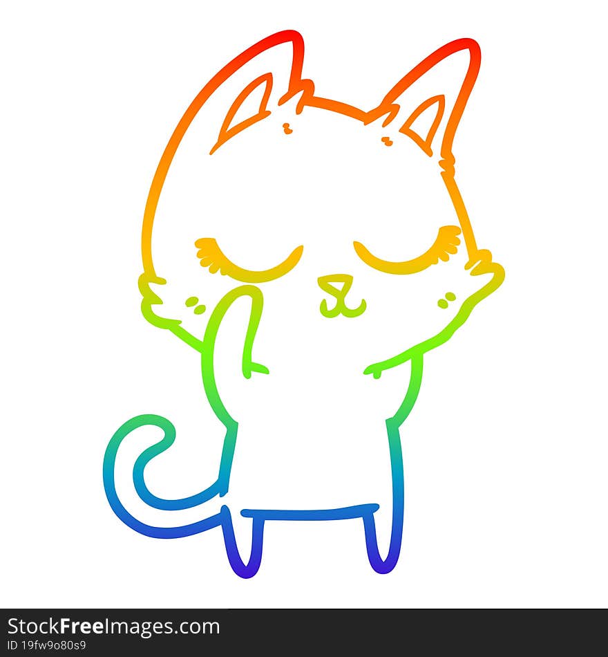 rainbow gradient line drawing calm cartoon cat