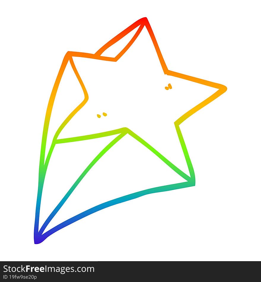 rainbow gradient line drawing of a cartoon stars