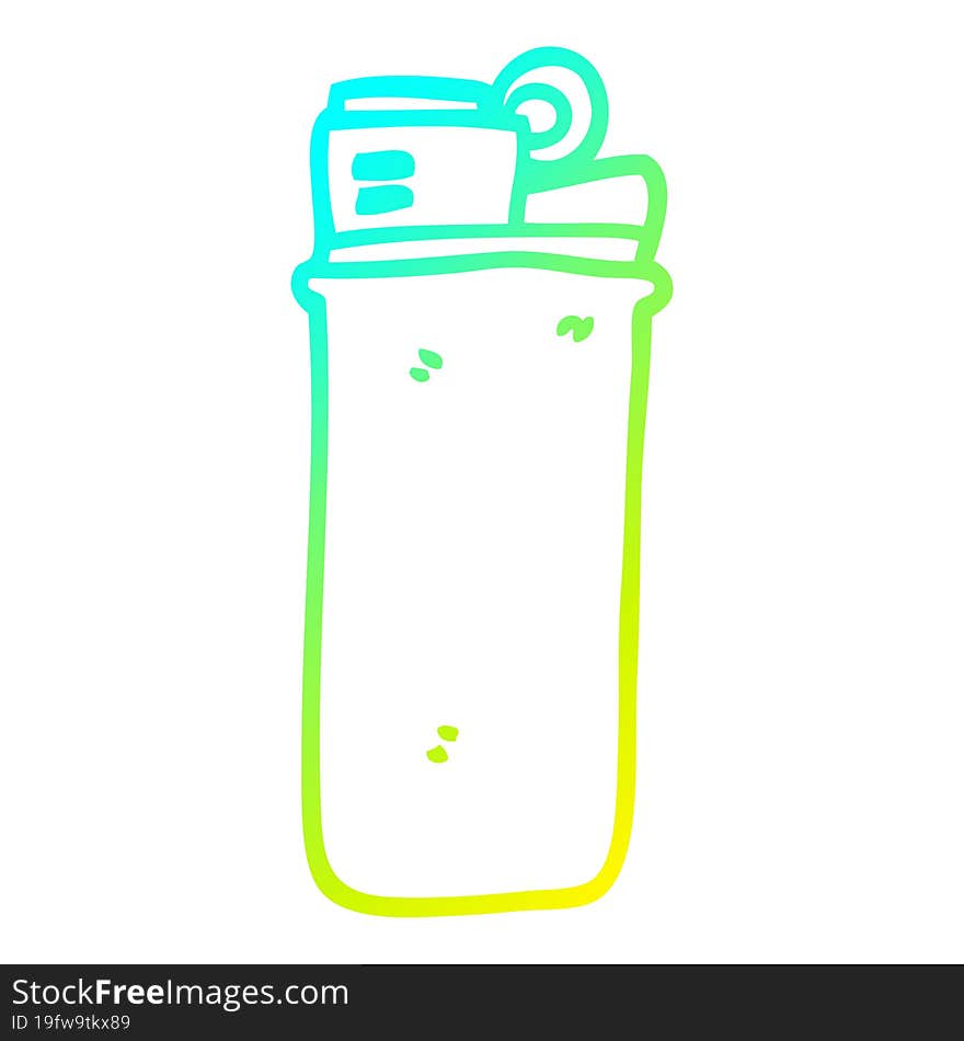 cold gradient line drawing of a cartoon disposable lighter