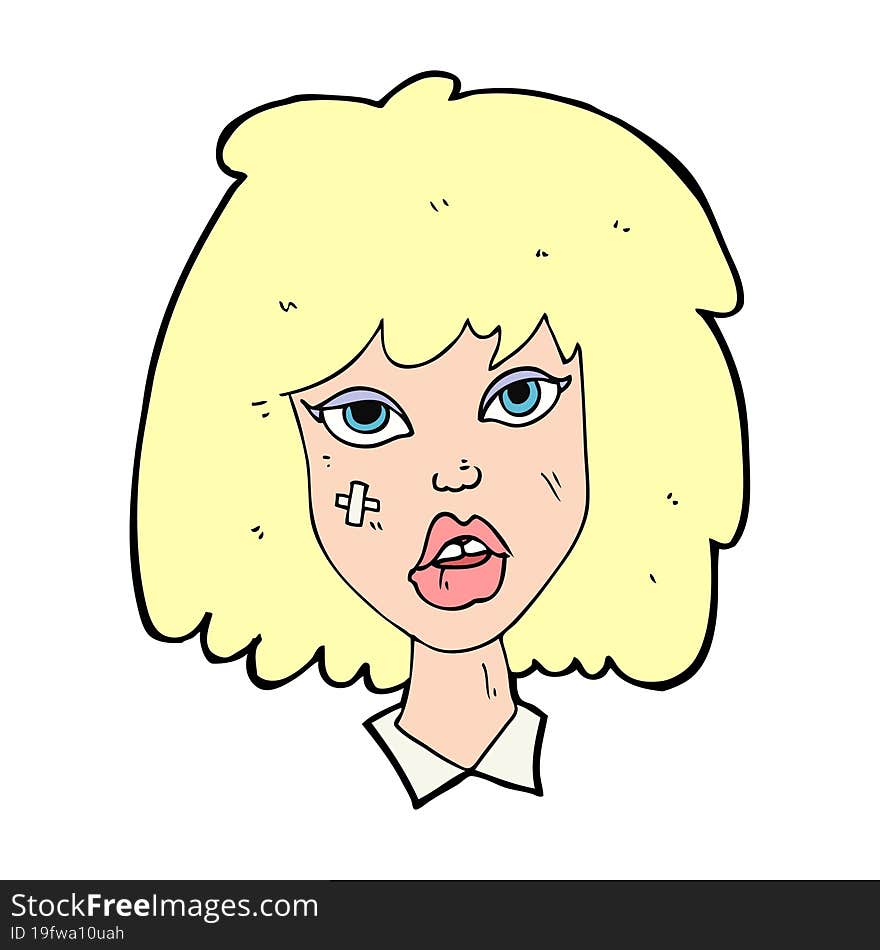 Cartoon Woman With Bruised Face