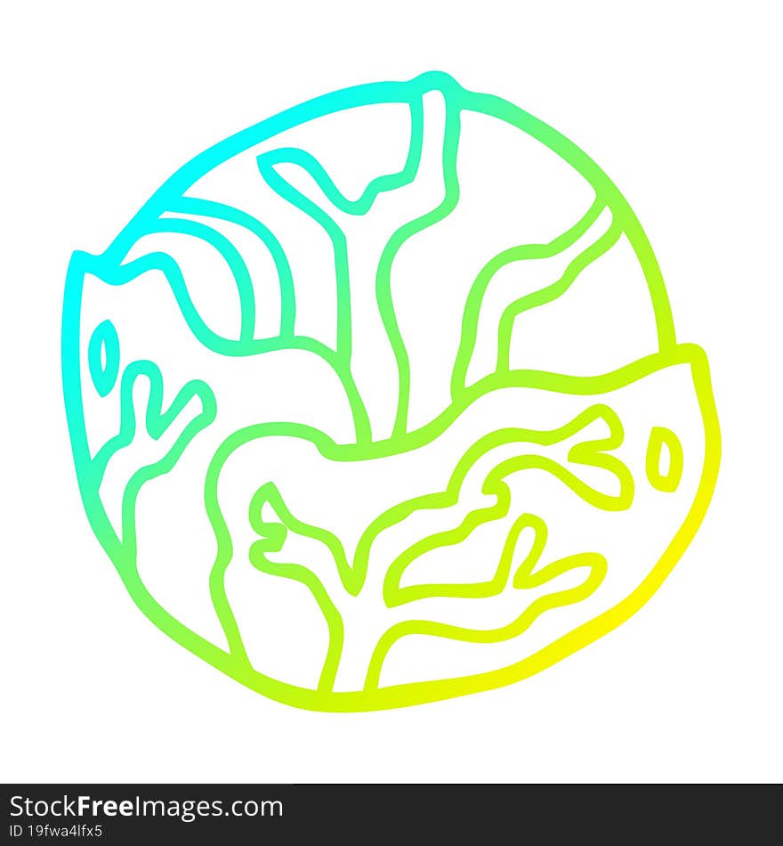 cold gradient line drawing cartoon cabbage