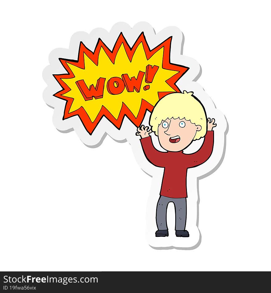 sticker of a cartoon amazed man