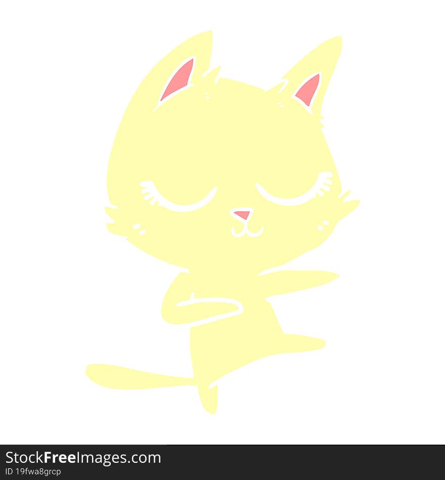 calm flat color style cartoon cat