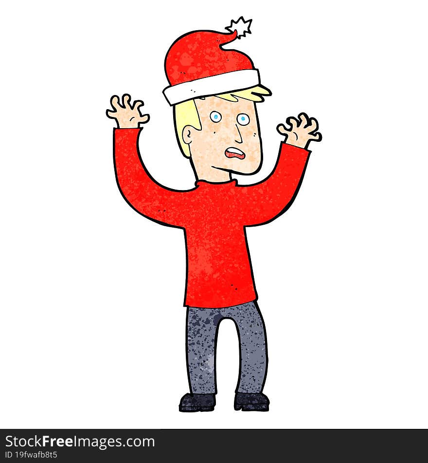 cartoon man getting ready for christmas. cartoon man getting ready for christmas