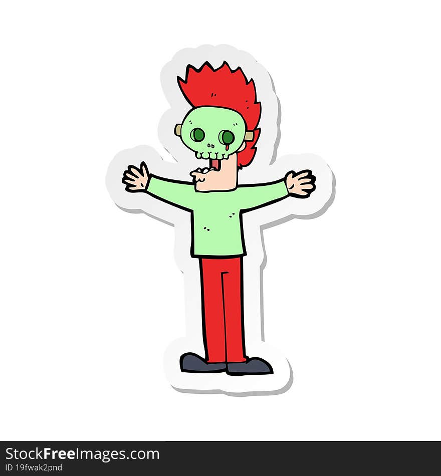 sticker of a cartoon man in spooky mask