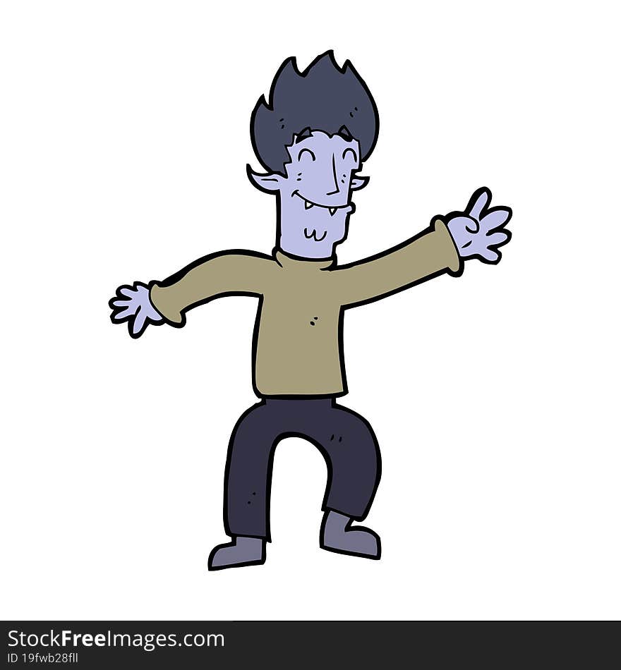 cartoon happy vampire man