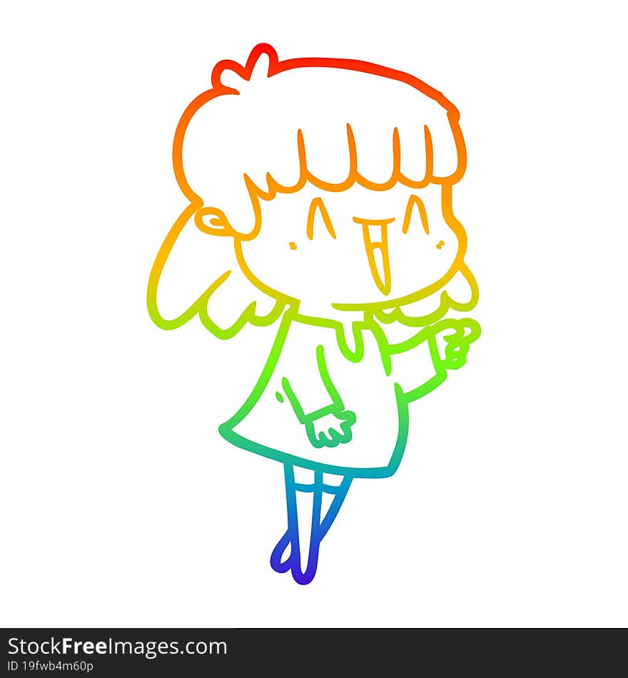 rainbow gradient line drawing of a cartoon woman