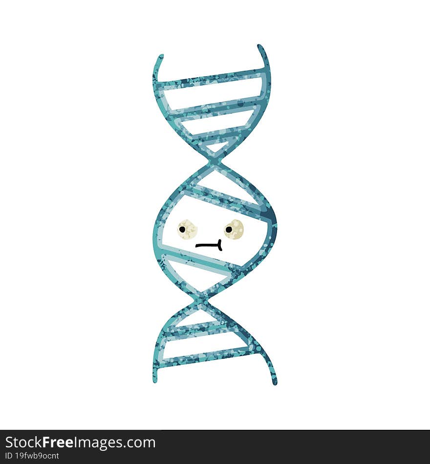 retro illustration style cartoon DNA strand