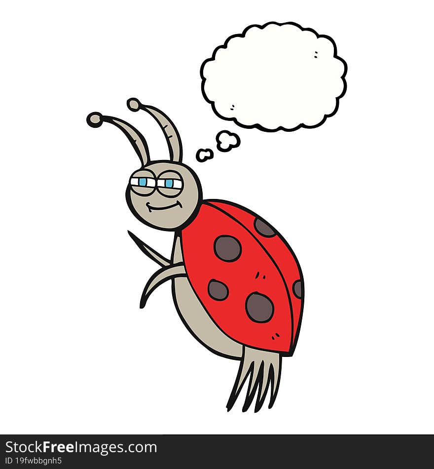 freehand drawn thought bubble cartoon ladybug