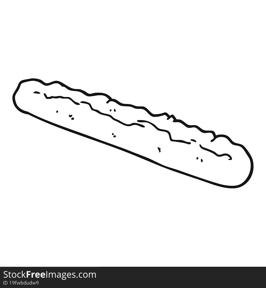 black and white cartoon baguette