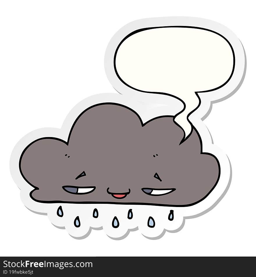 cartoon rain cloud and speech bubble sticker