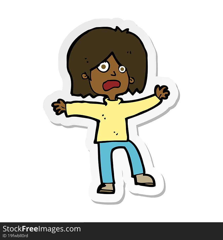 sticker of a cartoon unhappy person