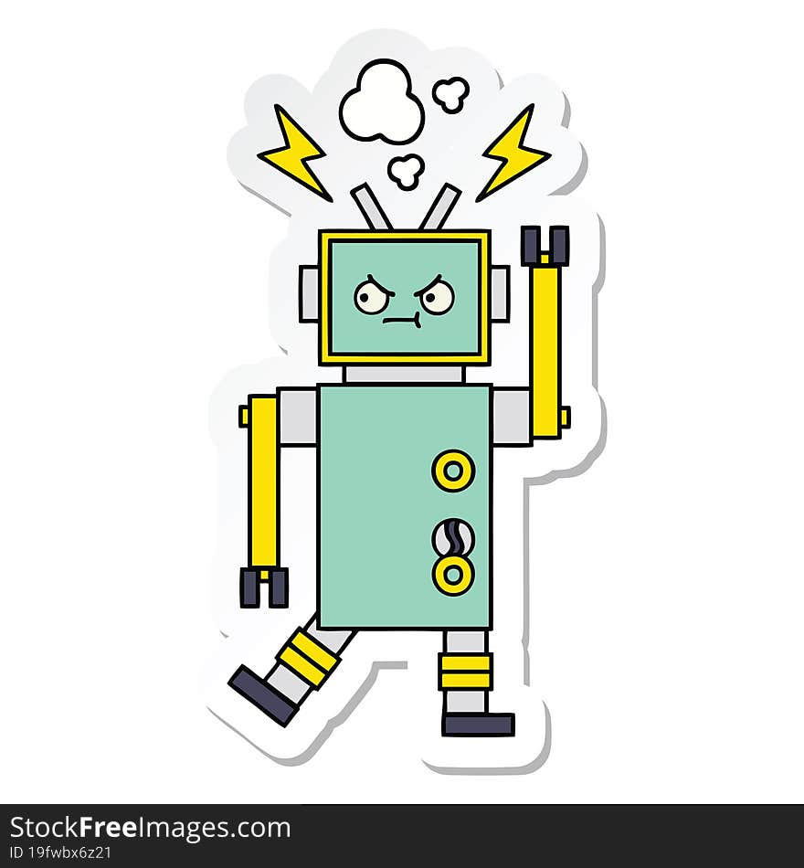 sticker of a cute cartoon robot