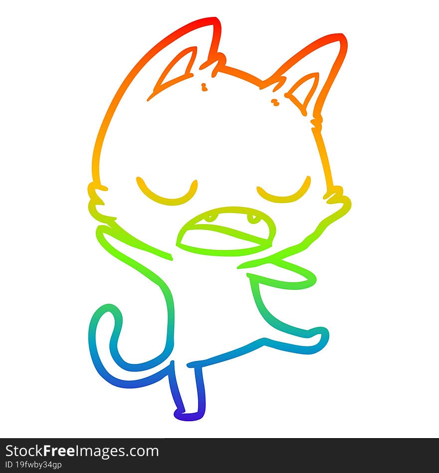 rainbow gradient line drawing talking cat cartoon