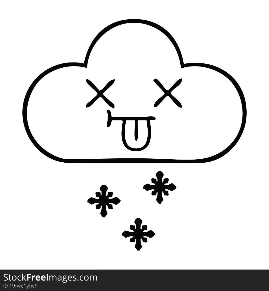 line drawing cartoon storm snow  cloud