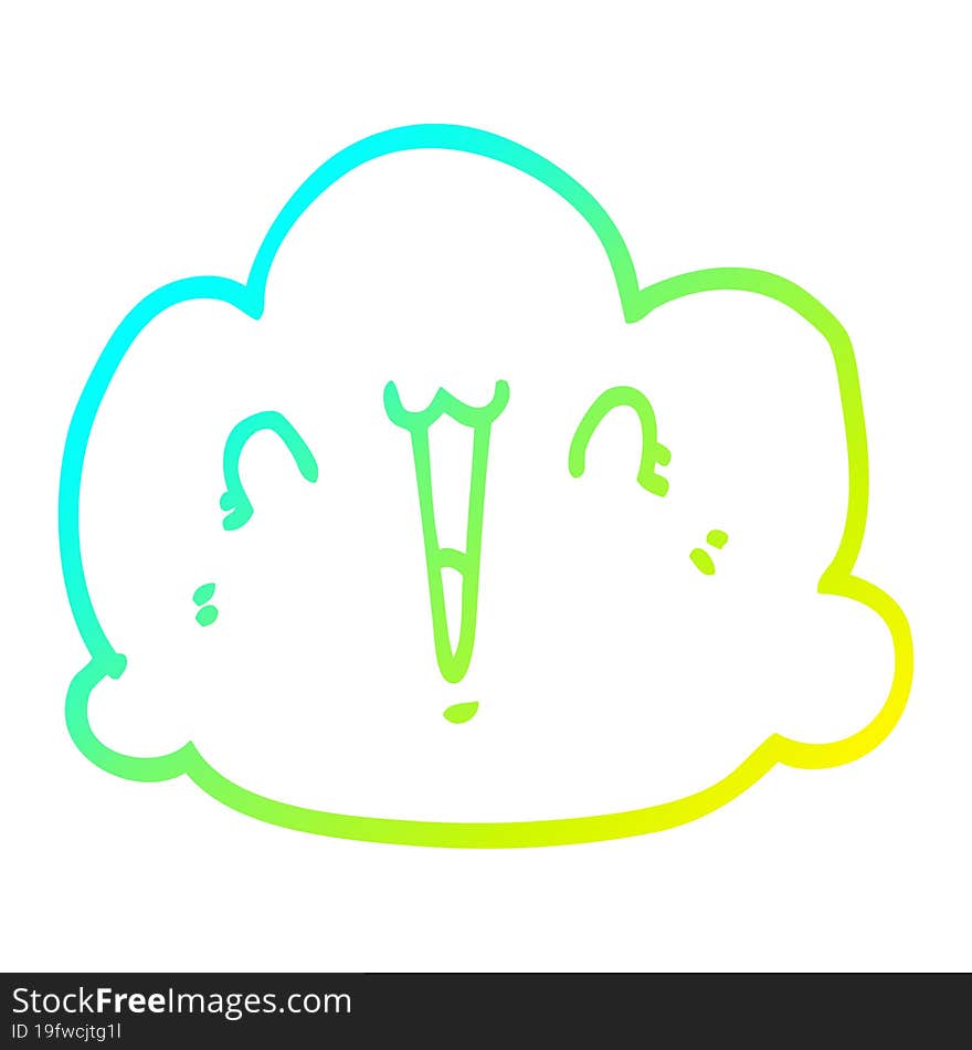 cold gradient line drawing happy cloud cartoon