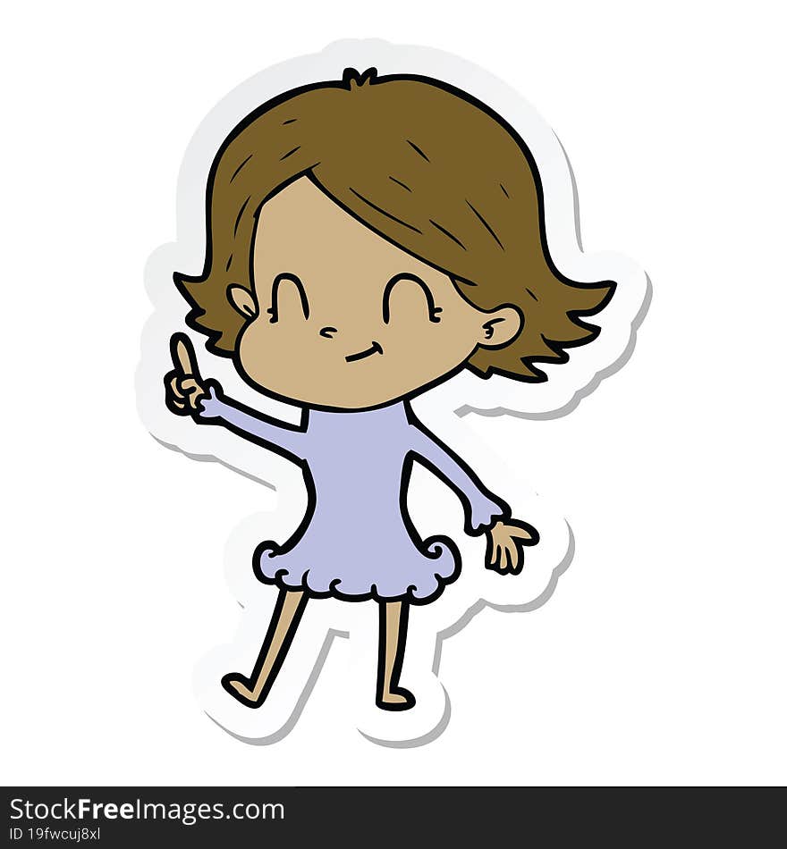 sticker of a cartoon friendly girl