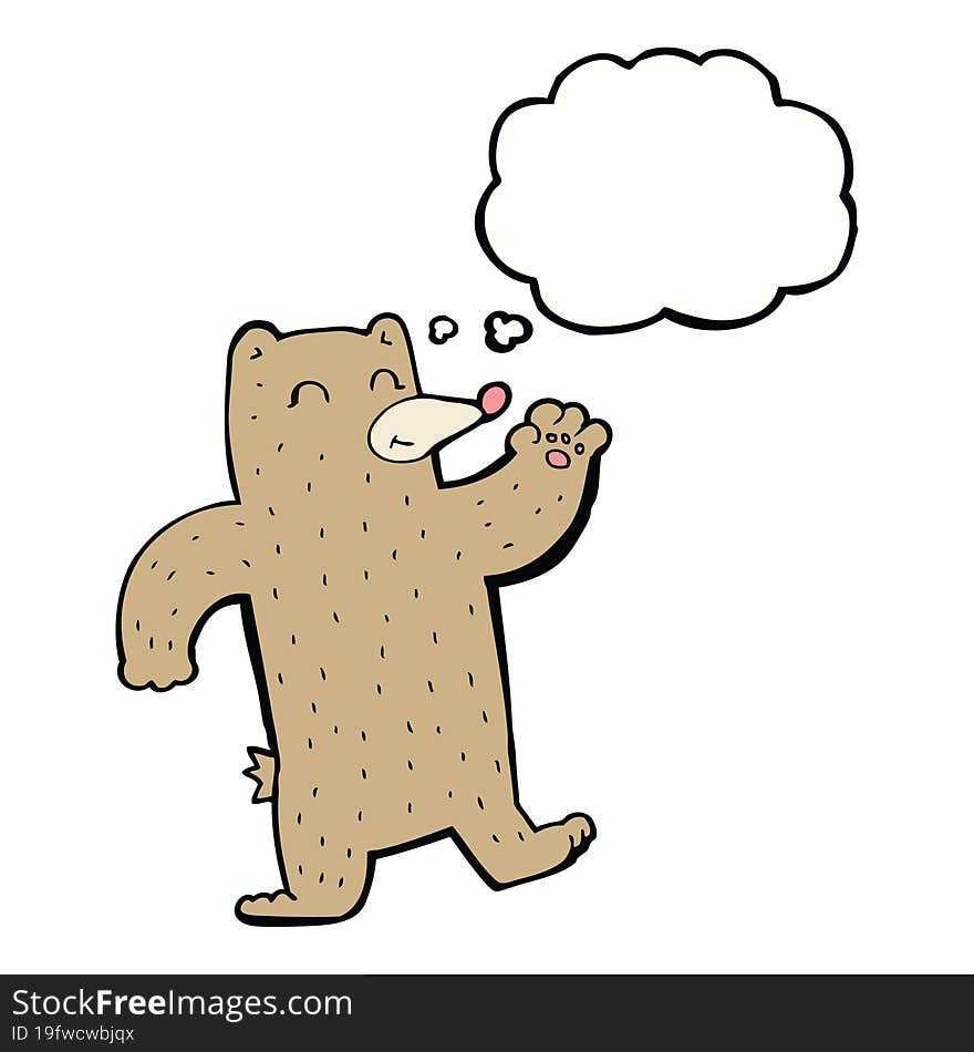 Cartoon Waving Bear With Thought Bubble