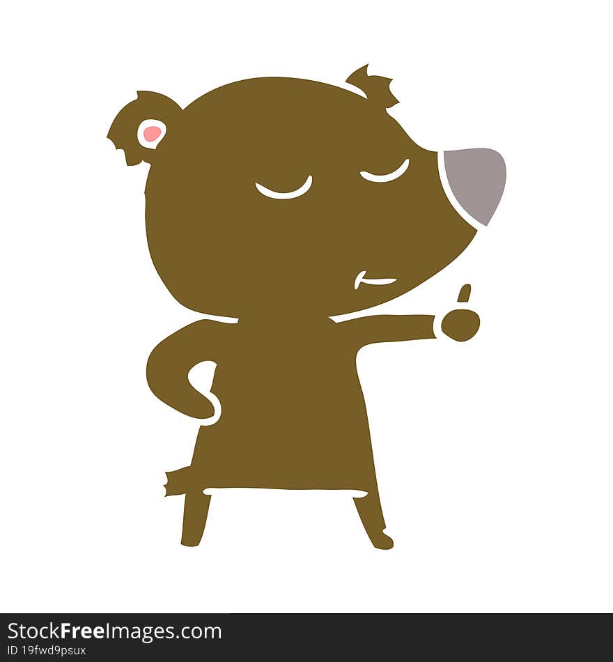 happy flat color style cartoon bear giving thumbs up