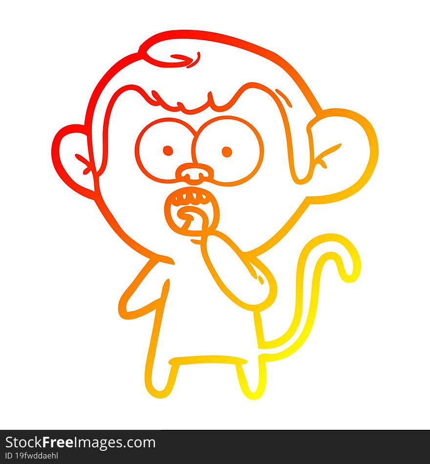 warm gradient line drawing cartoon shocked monkey