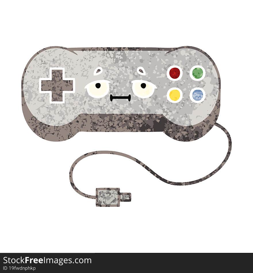 Retro Illustration Style Cartoon Game Controller