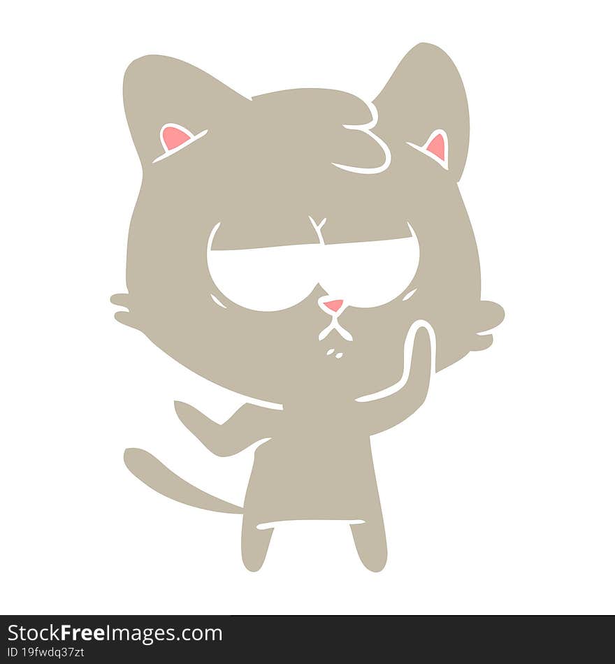 bored flat color style cartoon cat