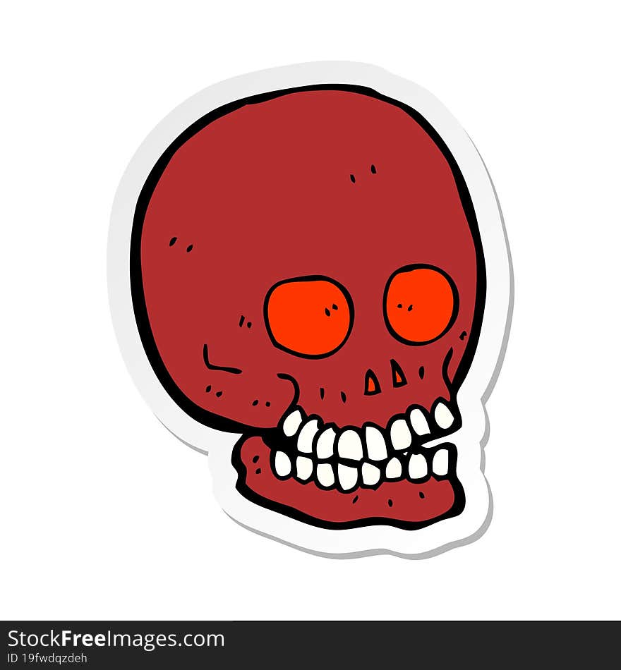 sticker of a cartoon skull