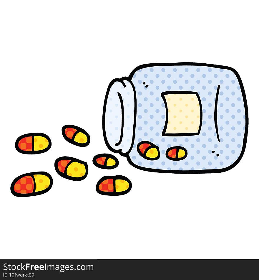 comic book style cartoon jar of pills