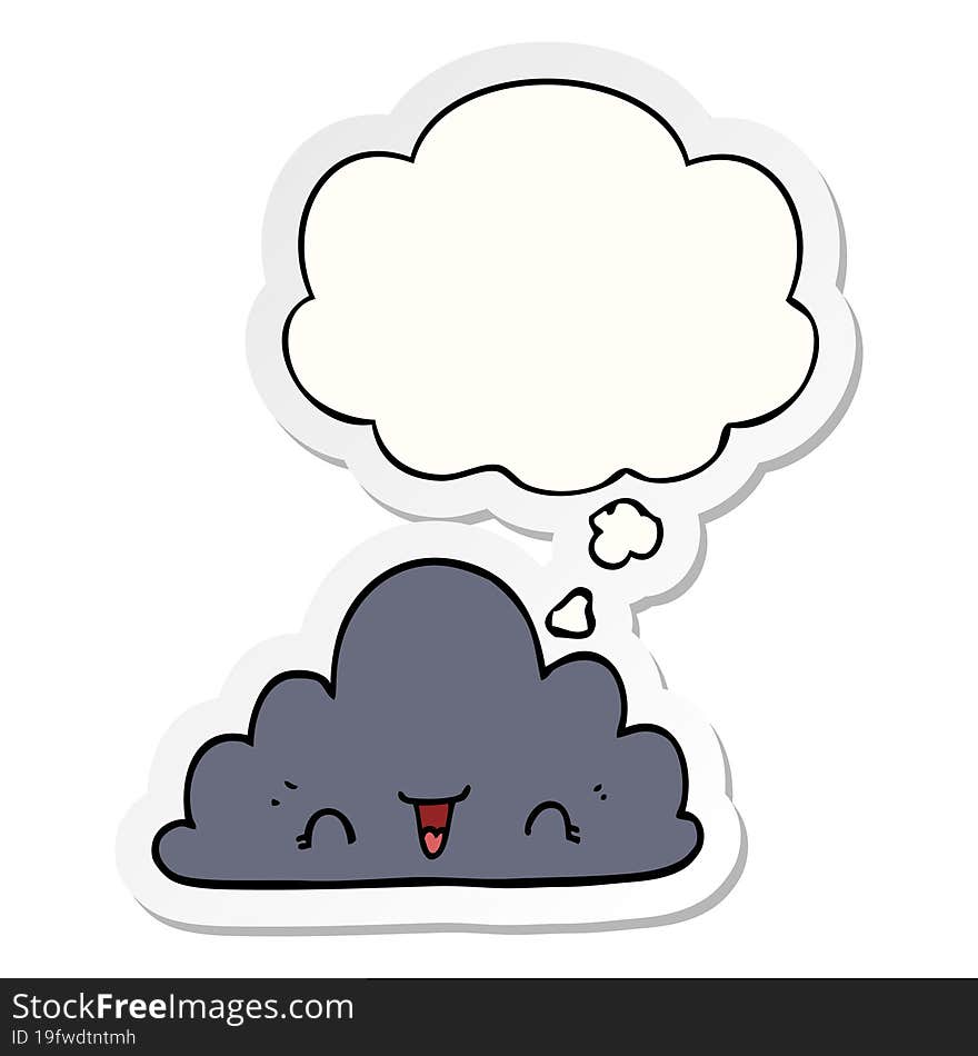 cute cartoon cloud and thought bubble as a printed sticker