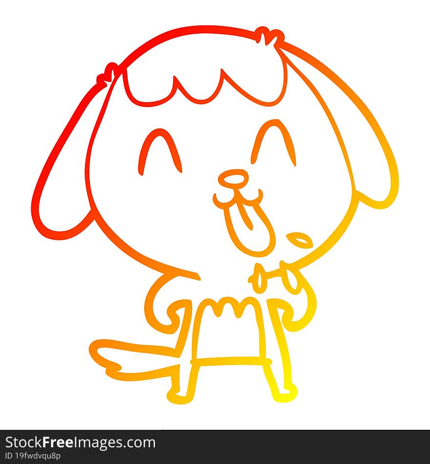 Warm Gradient Line Drawing Cute Cartoon Dog