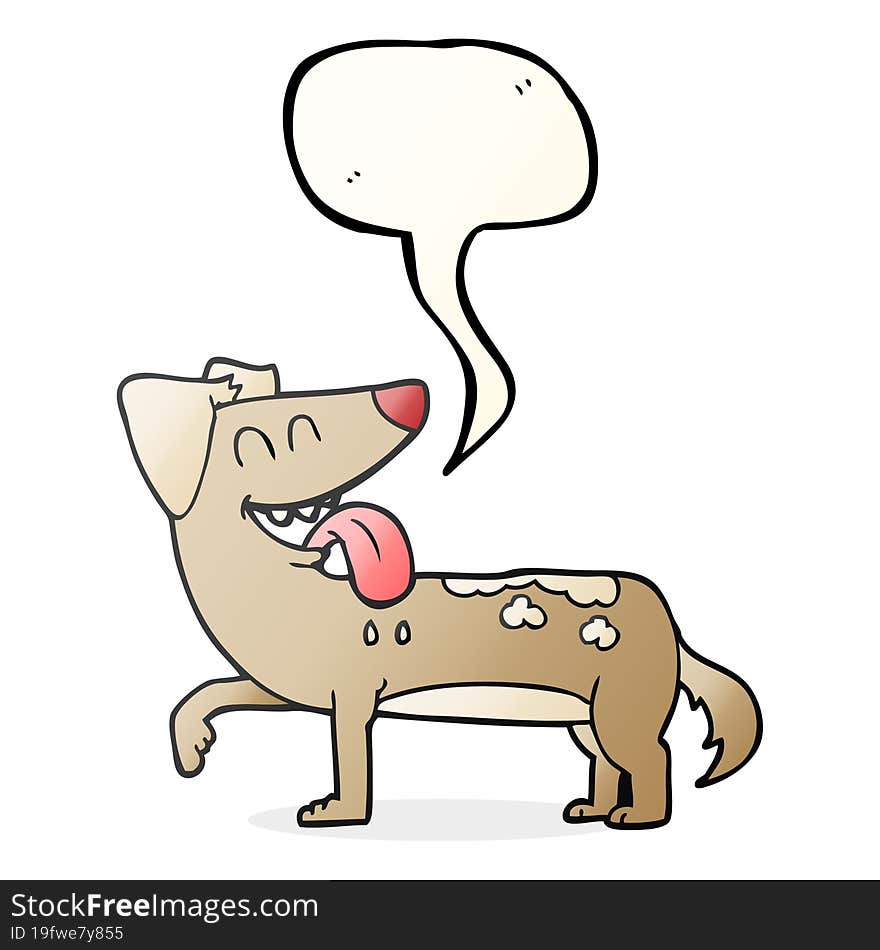 speech bubble cartoon panting dog