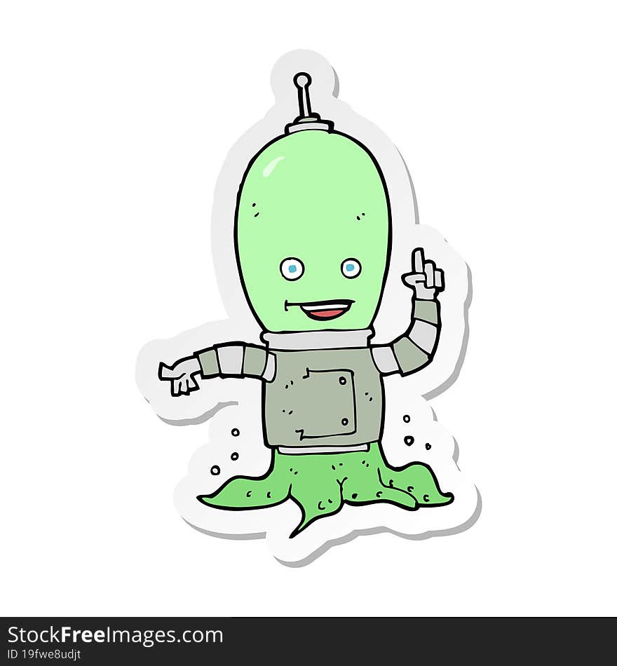 sticker of a cartoon alien spaceman