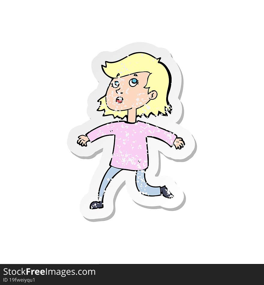 retro distressed sticker of a cartoon woman