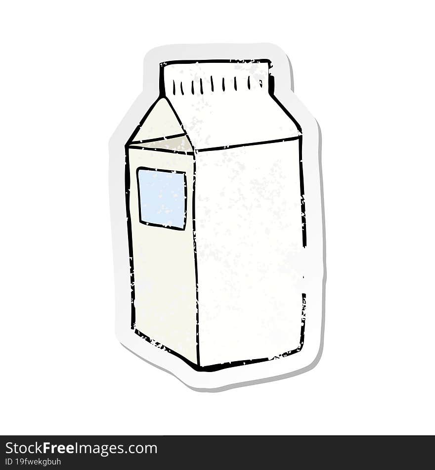 distressed sticker of a cartoon milk carton